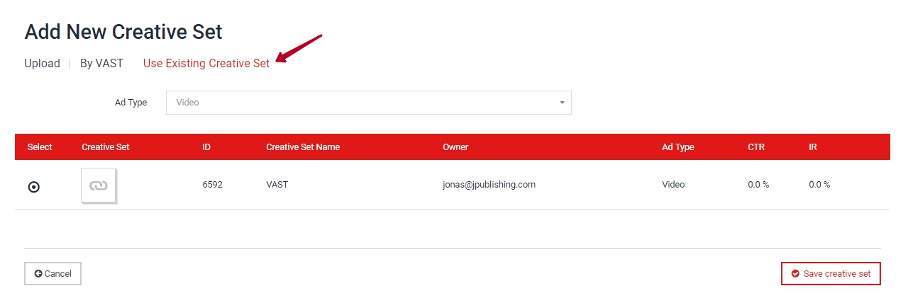 VAST campaign settings